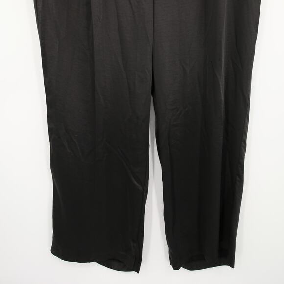 Vince Camuto Pants Black Wide Leg Front Pleat Satin Trouser Workwear Casual 22W - Picture 4 of 14